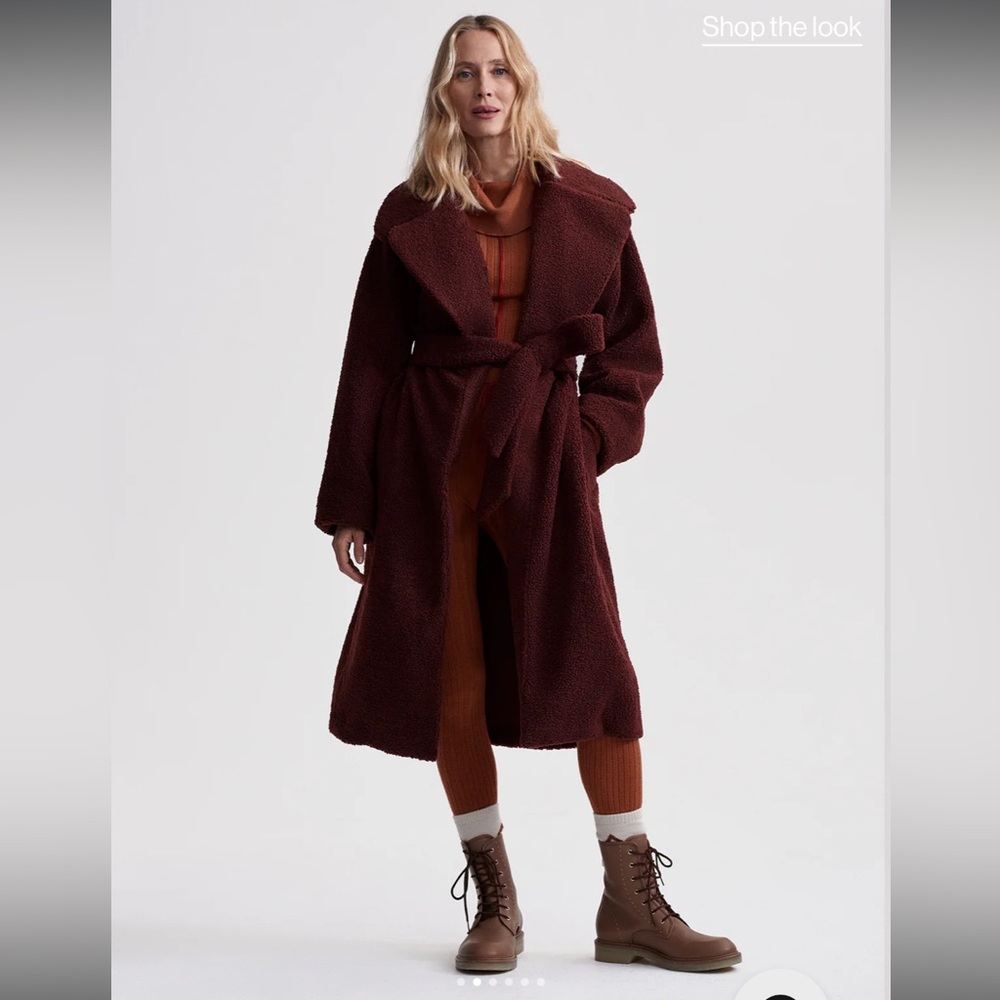 Varley Vermont Sherpa Wrap Coat in Red Chocolate
